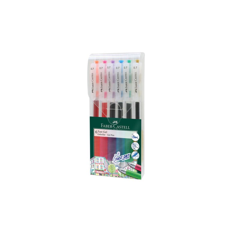 Set De 6 Stylos Fast Gel 0.7 - Faber Castell