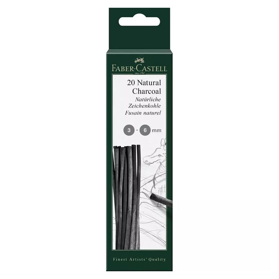 Set 20 Fusains Naturel 3-6 Mm - Faber Castell