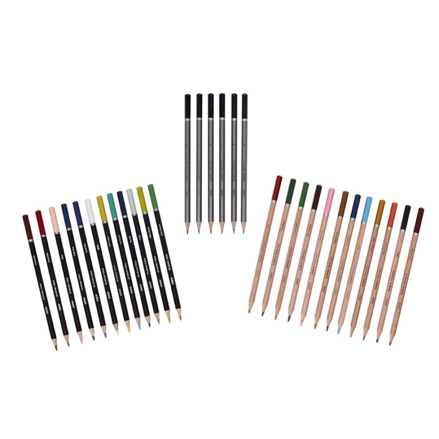 Derwent - Academy - Coffret Bois 30 Crayons De Couleur + Accessoires