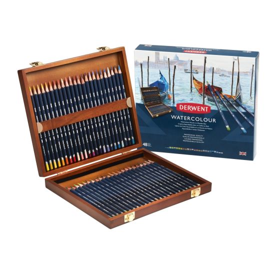 Derwent - Watercolour - Coffret Bois 48 Crayons De Couleur Aquarellables