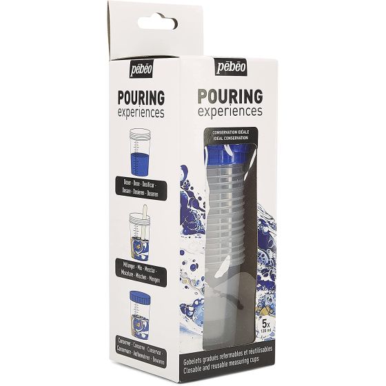 Set 5 Gobelets Gradues 120 Ml Avec Couvercle P/ Pouring