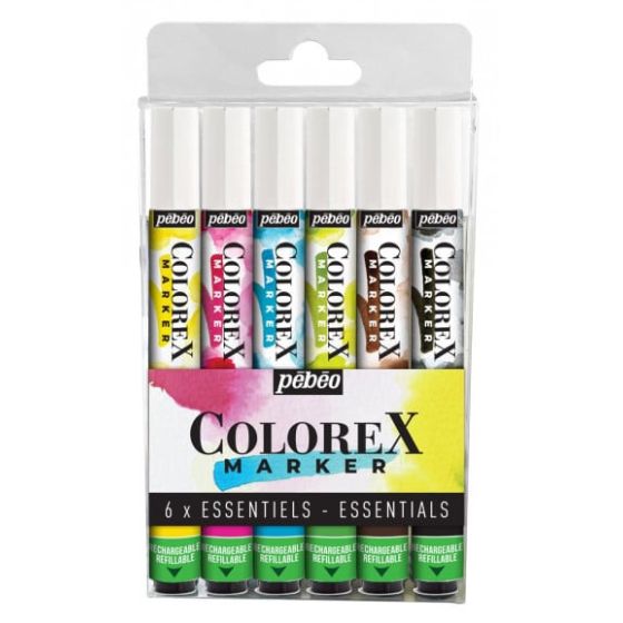 Pebeo - Set De 6 Marqueurs Essentiels Aquarelle Colorex