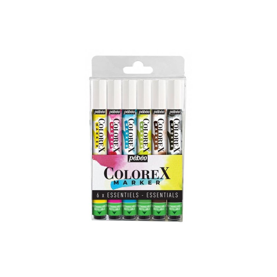 Pebeo - Set De 6 Marqueurs Essentiels Aquarelle Colorex Pebeo - Set De 6 Marqueurs Essentiels Aquarelle Colorex
