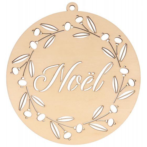 MEDAILLON EN BOIS A SUSPENDRE NOEL "SPLENDID CHRISTMAS" IM#6482