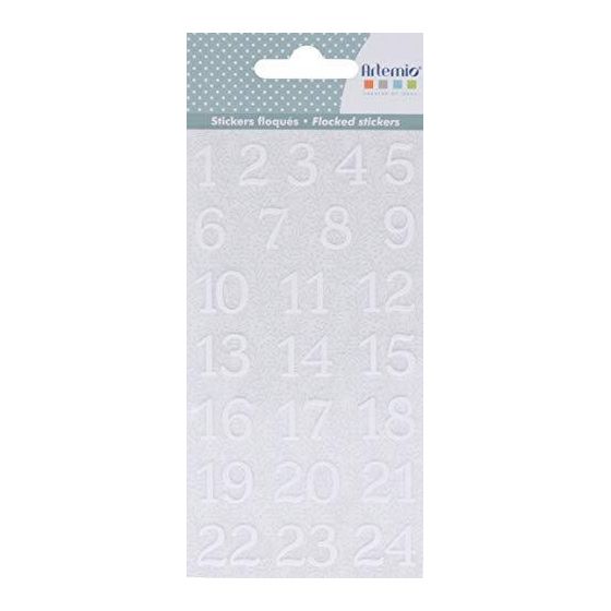 STICKERS CHIFFRES FLOQUES BLANCS ARTEMIO IM#6519
