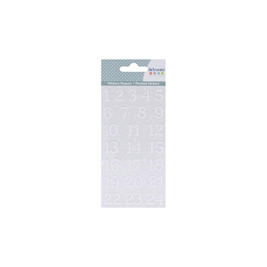 STICKERS CHIFFRES FLOQUES BLANCS ARTEMIO IM#6519 STICKERS CHIFFRES FLOQUES BLANCS ARTEMIO IM#6519