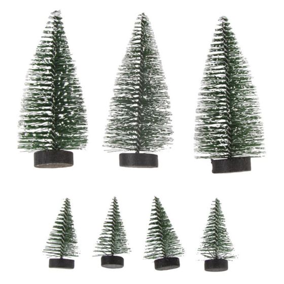 boite de 7 pieces déco sapins enneigés Rayher