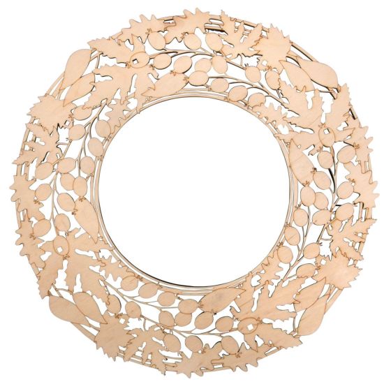 couronne en bois baie+feuilles Rayher