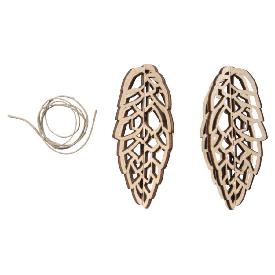 Deco en bois pommes de pin 10cm avec cordon 2 pieces