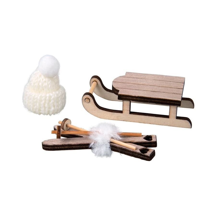luge en bois, skis et bonnet assortis Rayher luge en bois, skis et bonnet assortis Rayher