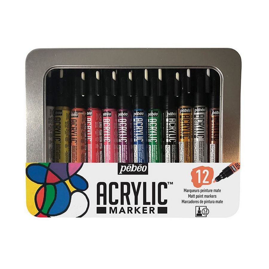 PEBEO MARQUEUR ACRYLIQUE 1,2MMPERMANENT 12 COULEURS IM#6683 PEBEO MARQUEUR ACRYLIQUE 1,2MMPERMANENT 12 COULEURS IM#6683