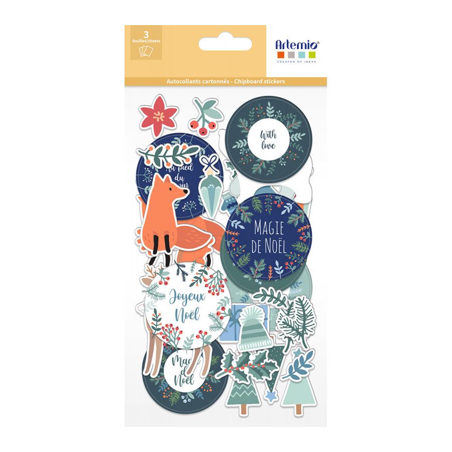 3 FEUILLES AUTOCOLLANTS "WOODSY CHRISTMAS" IM#6804