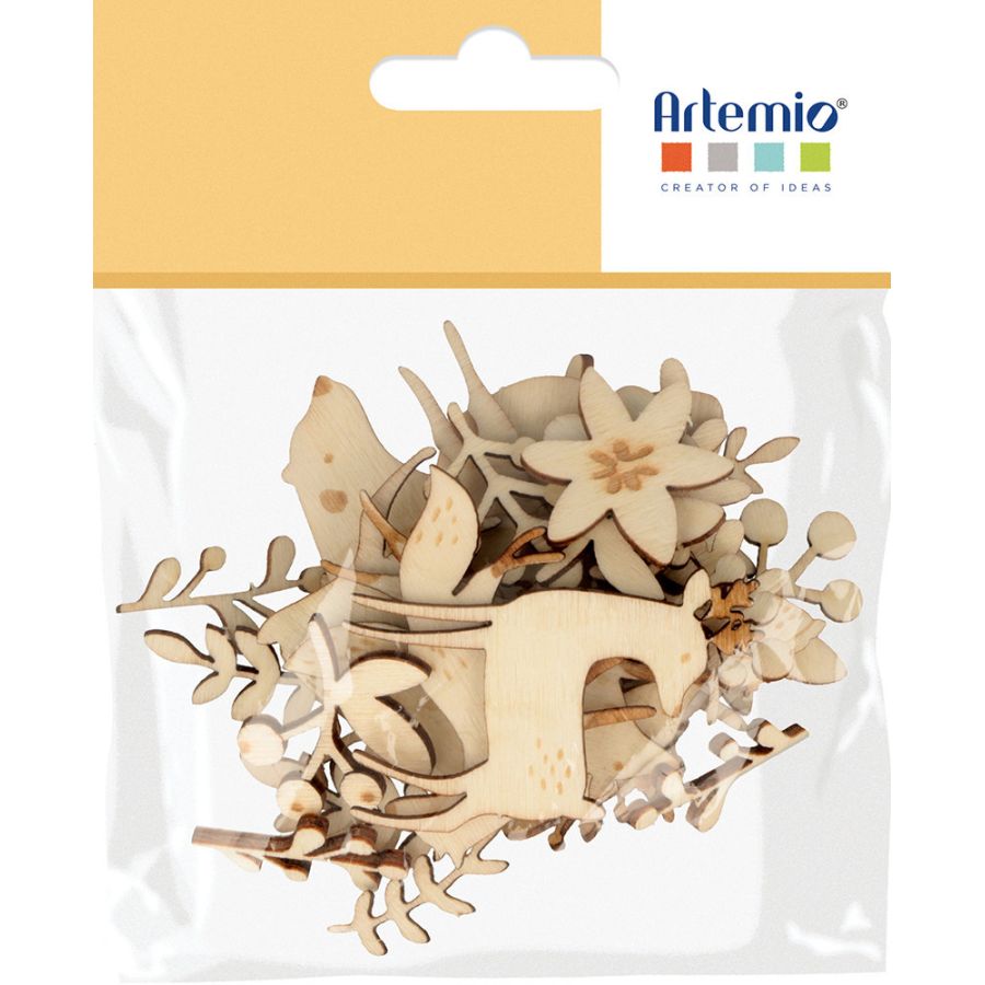 LOT DE 35 MINI SILHOUETTES EN BOIS "WOODSY CHRISTMAS" IM#6812