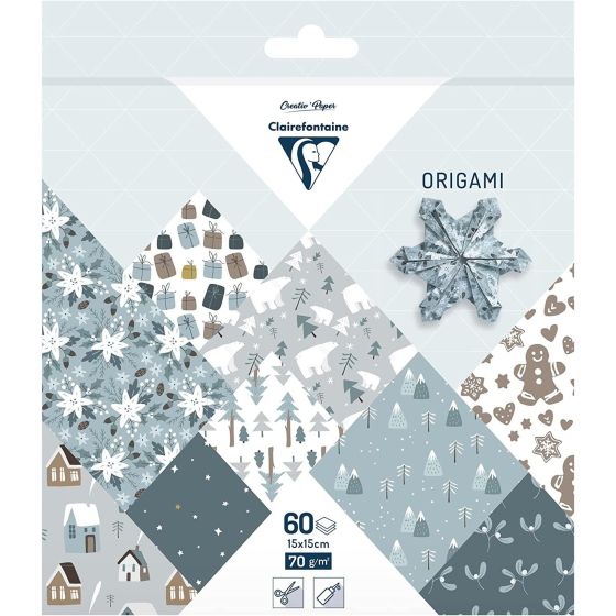 ORIGAMI POCHETTE 60 FEUILLES 15X15CM NOEL POLAIRE IM#6842