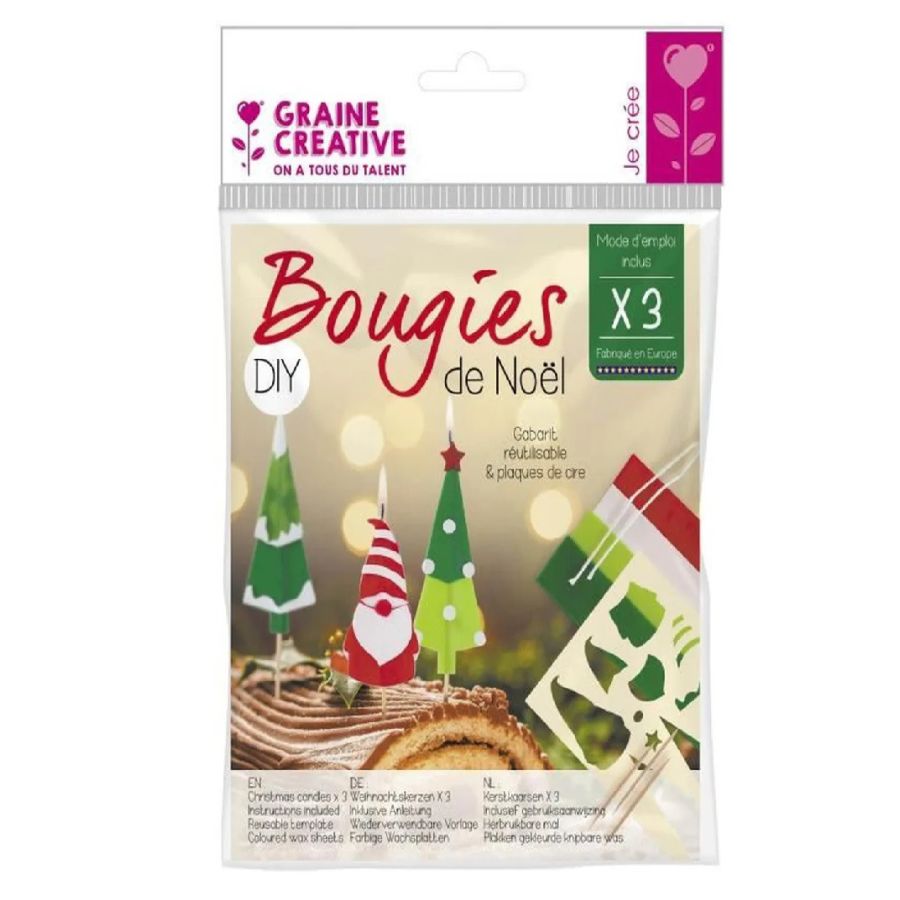 KIT 3 BOUGIES FESTIVES NOEL IM#6888