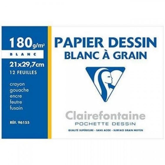 POCHETTE PAPIER A GRAIN 180G A4 12F IM#784