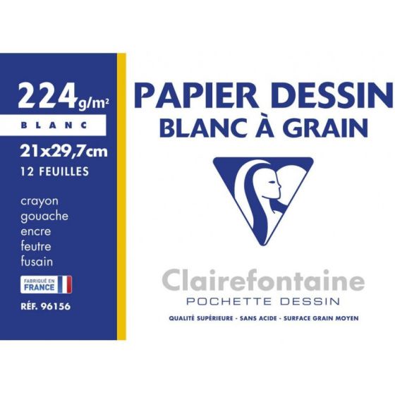 POCHETTE PAPIER A GRAIN 224G A4 12F IM#785