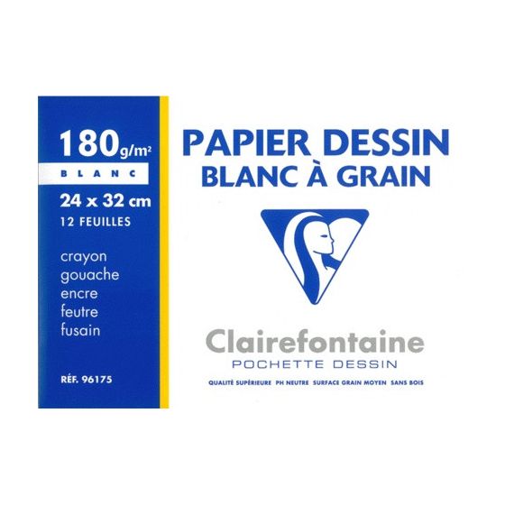 POCHETTE PAPIER A GRAIN 180G 24x32 12F IM#786