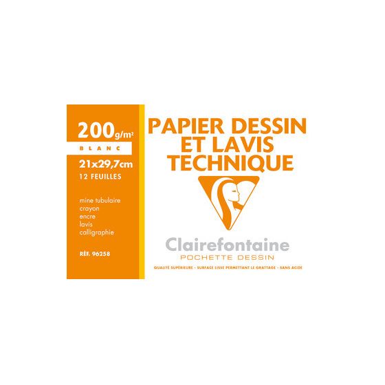 PAPIER DESSIN TECH 200G 21x29,7 12F IM#790