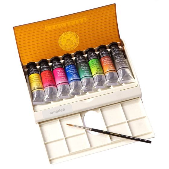 Boite 8 Tubes 10Ml D'Aquarelle Extra-Fine Sennelier + 1 Pinceau