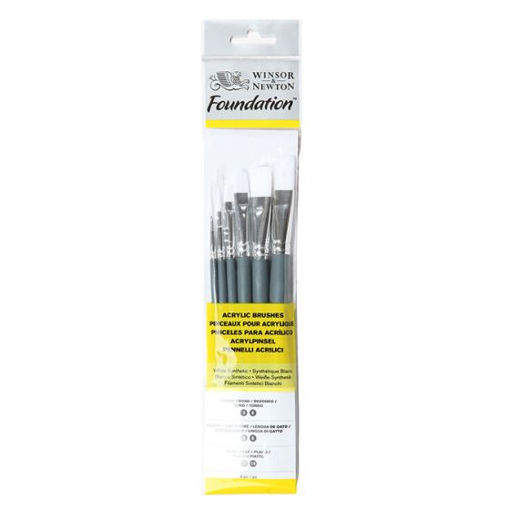 W&N 6 Pinceaux Synthetiques Foundation Blanc Assortis 3/6/10/14