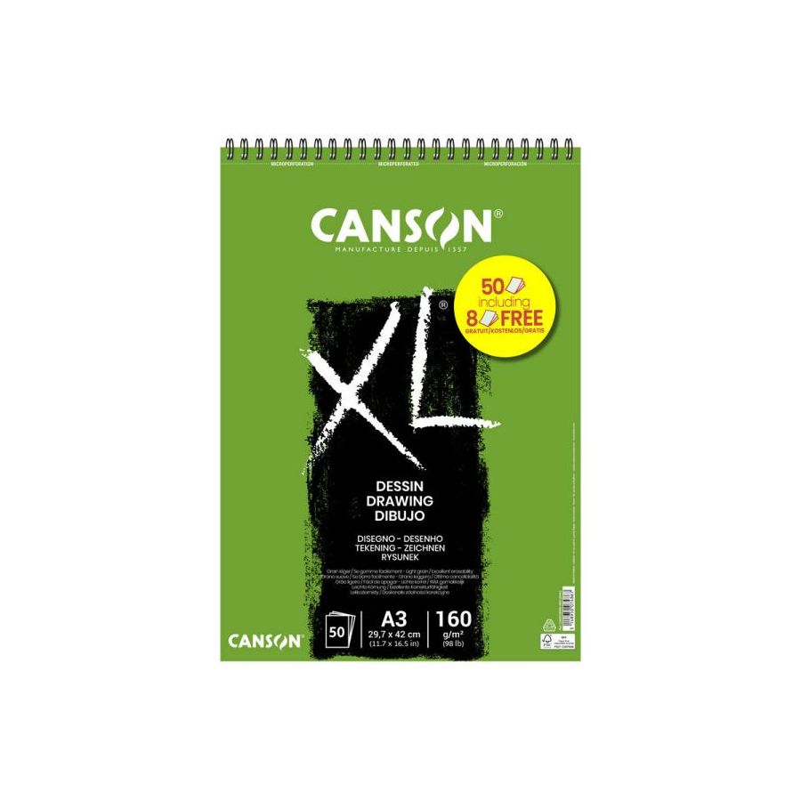 CANSON Bloc de 50 feuilles de papier dessin XL DESSIN 10 160g grand format  A4