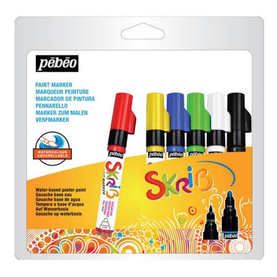 LOT DE 6 MARQUEURS A GOUACHE SKRIB CLASSIQUE PEBEO IM#9204