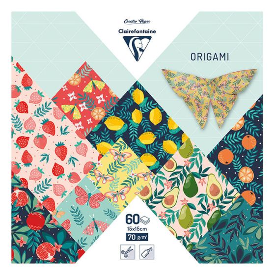 POCHETTE ORIGAMI DE 60 FEUILLES DE 15X15CM JARDIN FRUITE CLAIREFONTAINE IM#9225