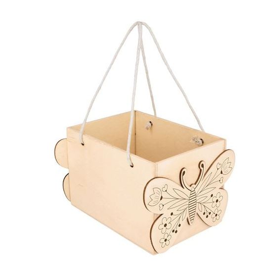 PANIER EN BOIS PAPILLON MARIPOSA 17,3 X 15 X 11 CM ARTEMIO IM#9274